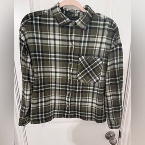 Divided Green and White Plaid Shirt